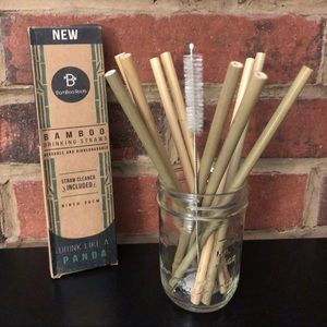 Set of 10 Bamboo Drinking Straws (New)